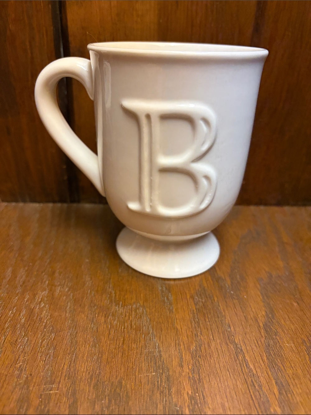 White Monogram 'B' Ceramic Pedestal Mug - Home Dining